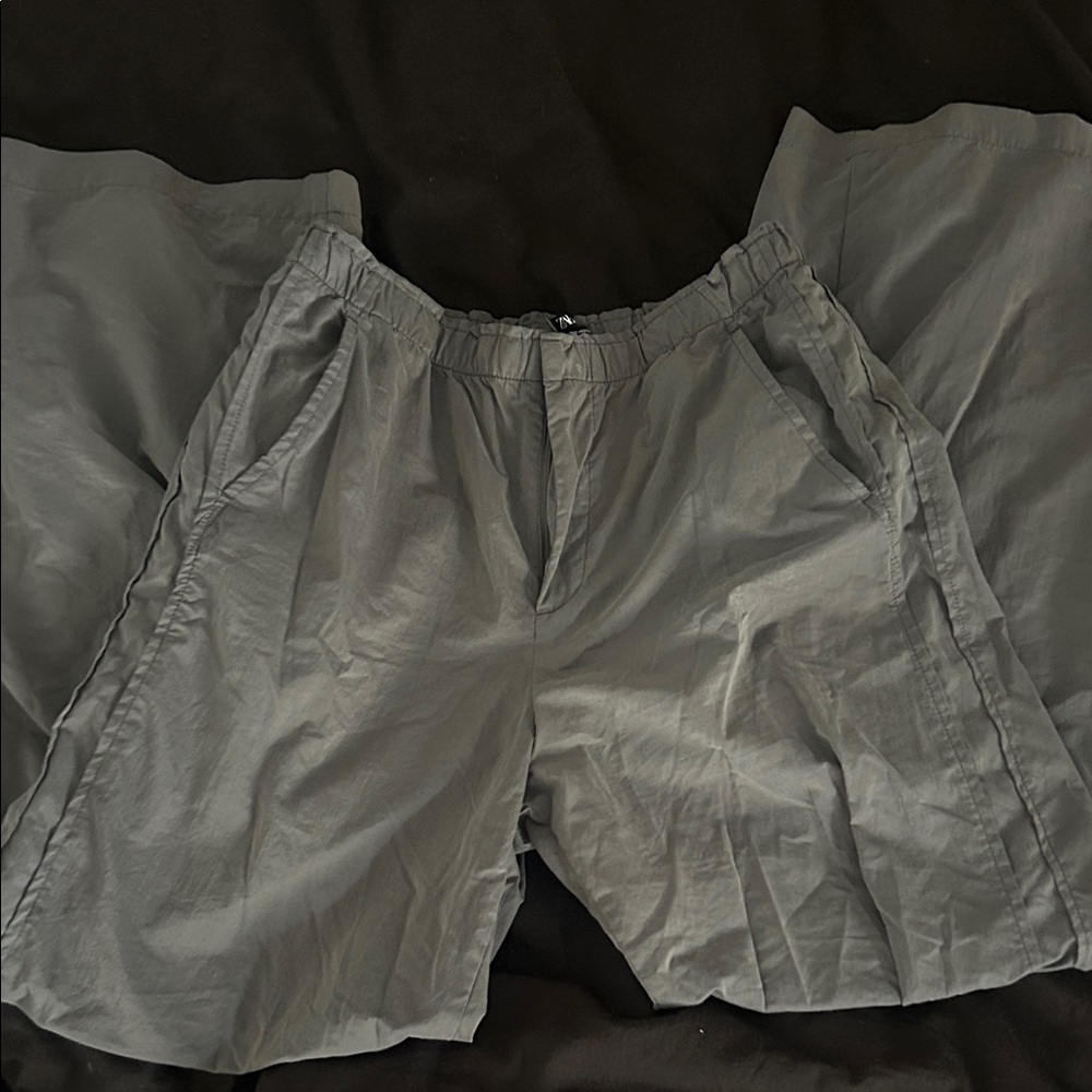 Zara Gray Wide-Leg Pants